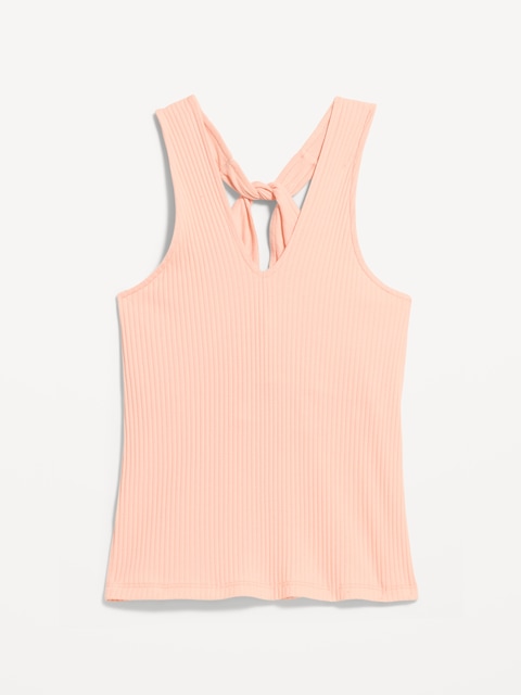 Sleeveless Ribbed Loop-Back Tank Top