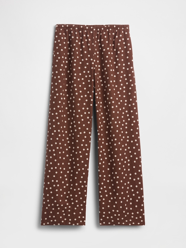 リネンブレンド イージーウエスト ワイドパンツ-5