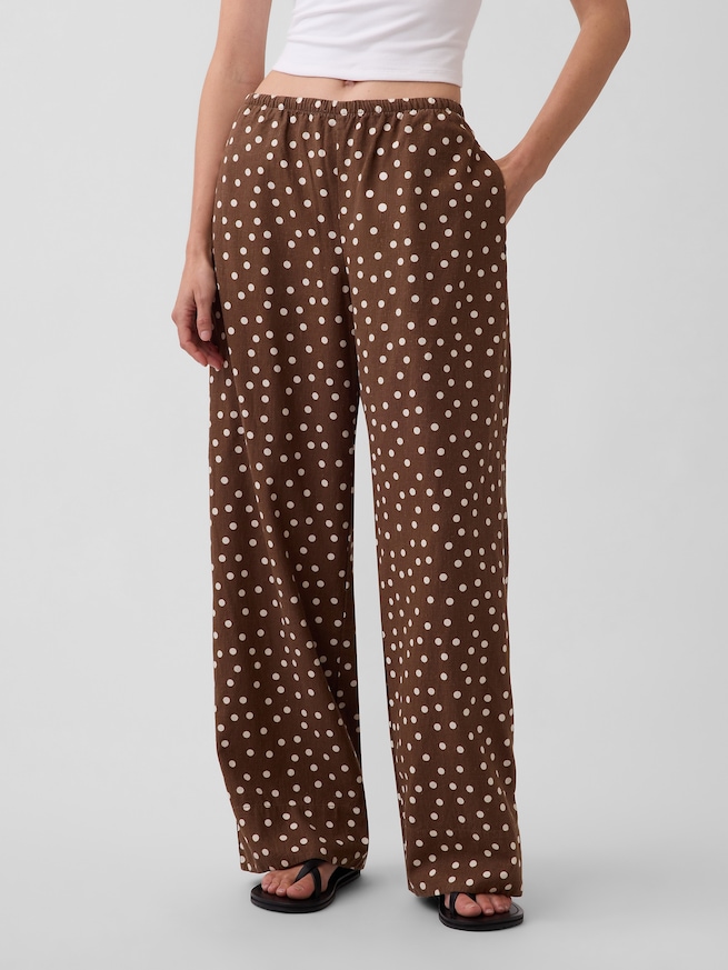 リネンブレンド イージーウエスト ワイドパンツ-1