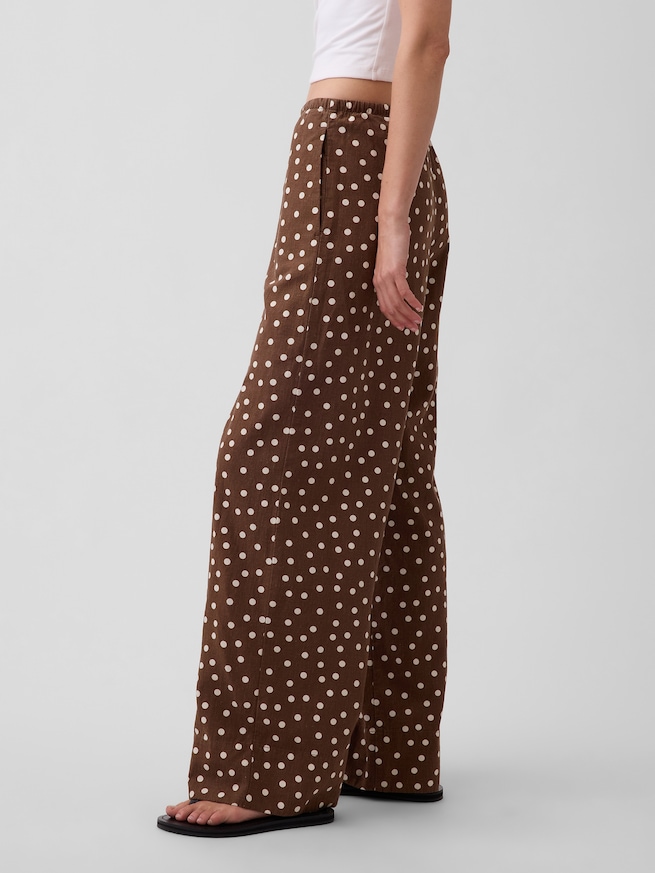 リネンブレンド イージーウエスト ワイドパンツ-2