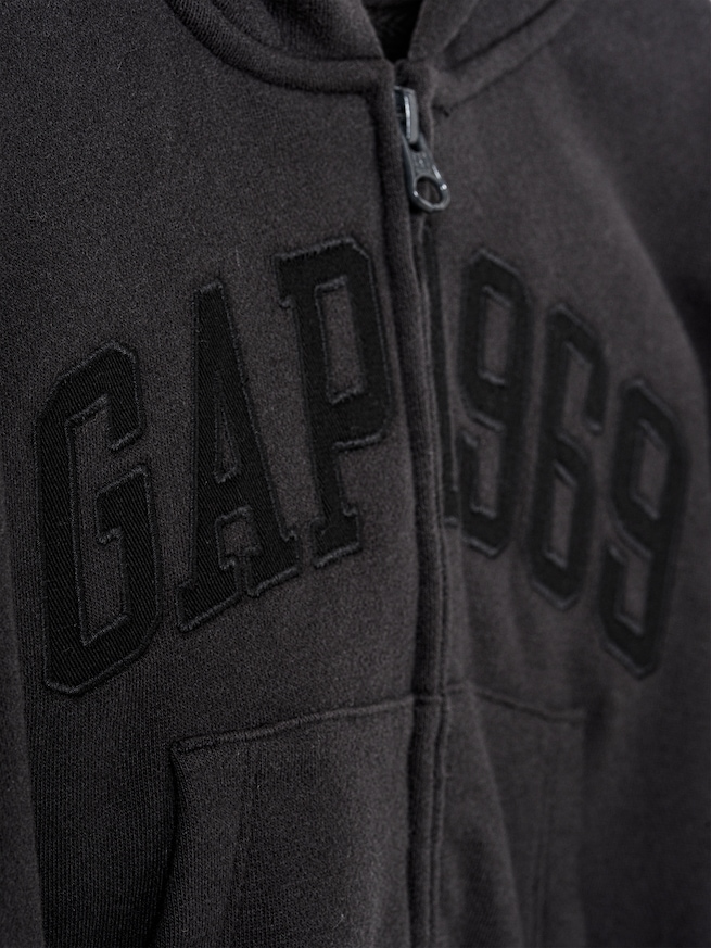 ヴィンテージソフト フレンチテリー オーバーサイズ クロップド GAPロゴ ジップアップパーカー (キッズ)-4