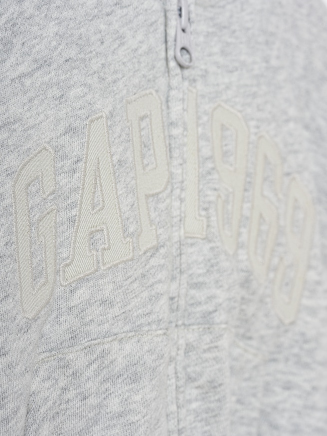 ヴィンテージソフト フレンチテリー オーバーサイズ クロップド GAPロゴ ジップアップパーカー (キッズ)-3