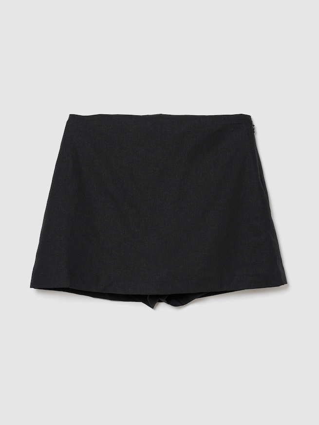 リネンブレンド ミニスカート・スコート-0
