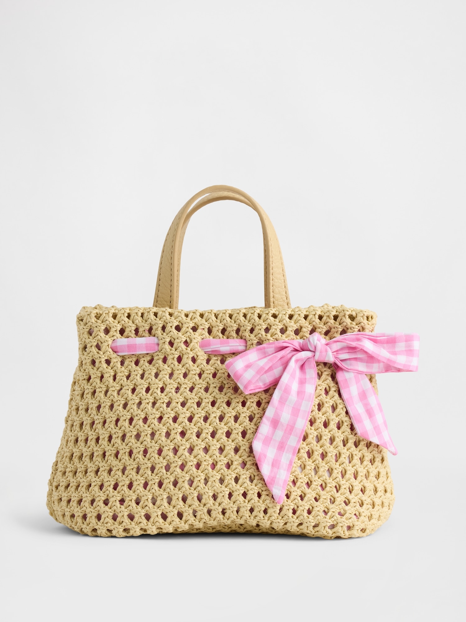 SAC DE PAILLE À BOUCLE GUINGAN POUR TOUTE-PETITE