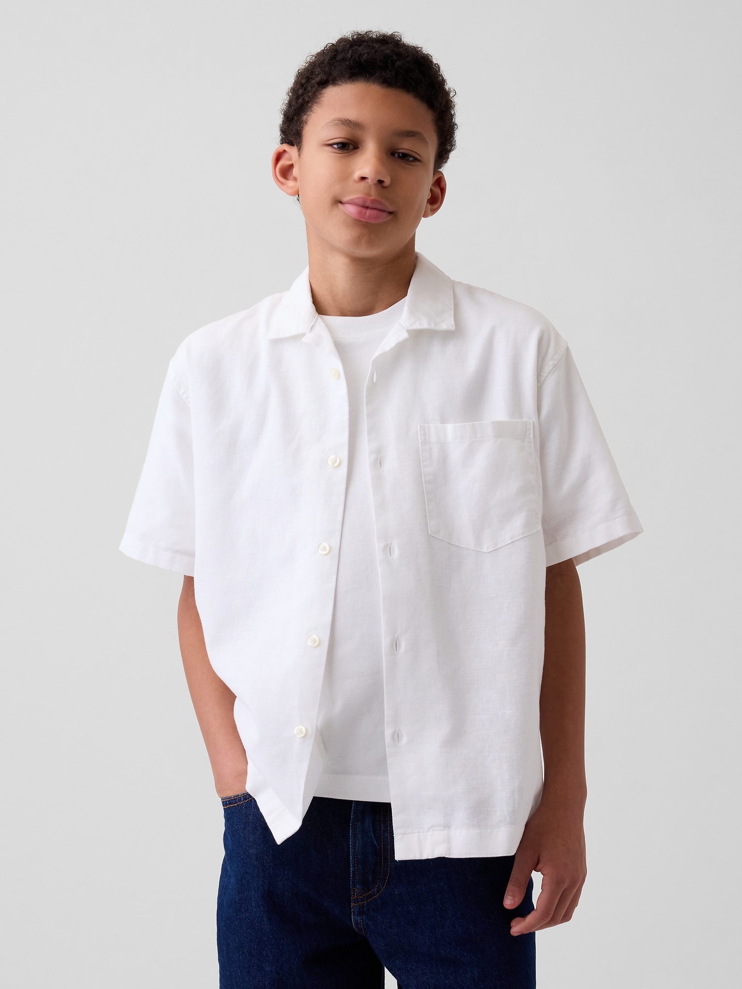 Kids Linen-Cotton Relaxed Vacay Shirt