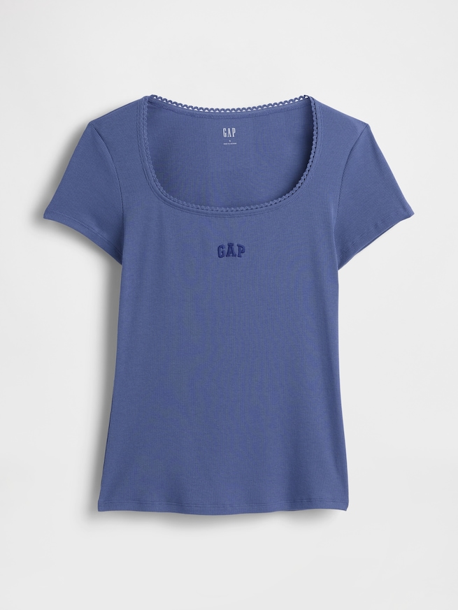 リブ GAPロゴ スクープネック トップス-4