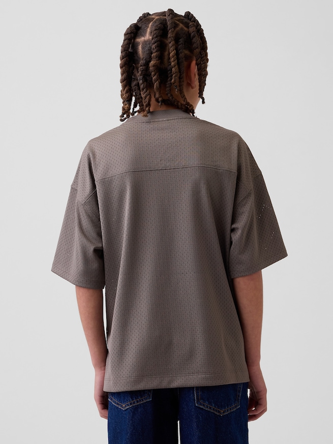メッシュ オーバーサイズ グラフィック ジャージーTシャツ (キッズ)-2