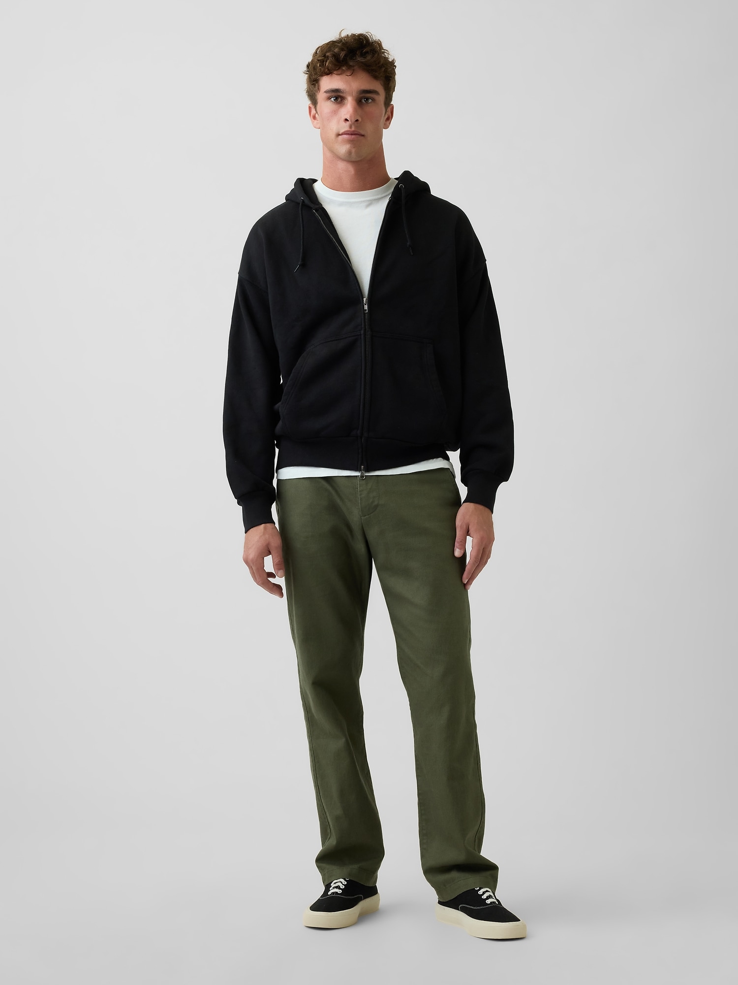 Linen-Cotton Relaxed Straight Trousers
