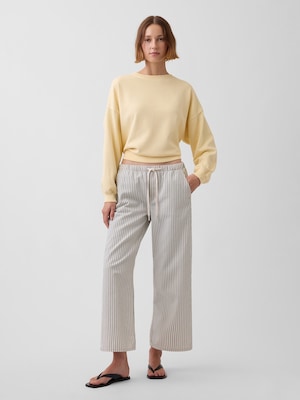 ローライズ '90s ルーズフィット イージーウエスト クロップド ストライプデニム