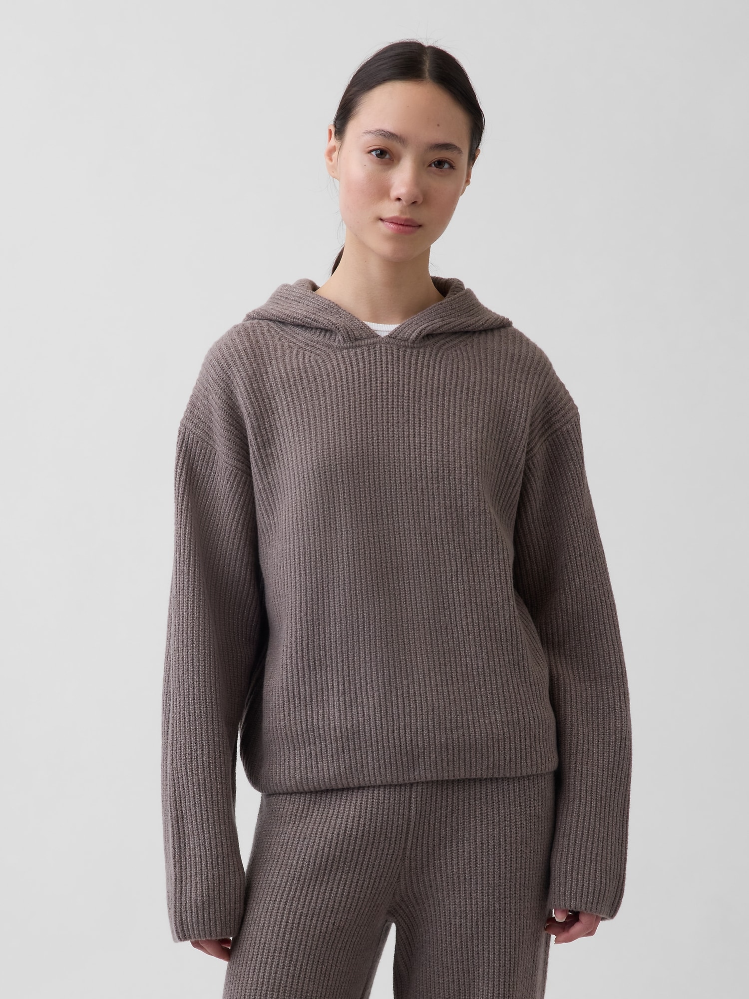 CashSoft Oversized Shaker-Stitch Hoodie