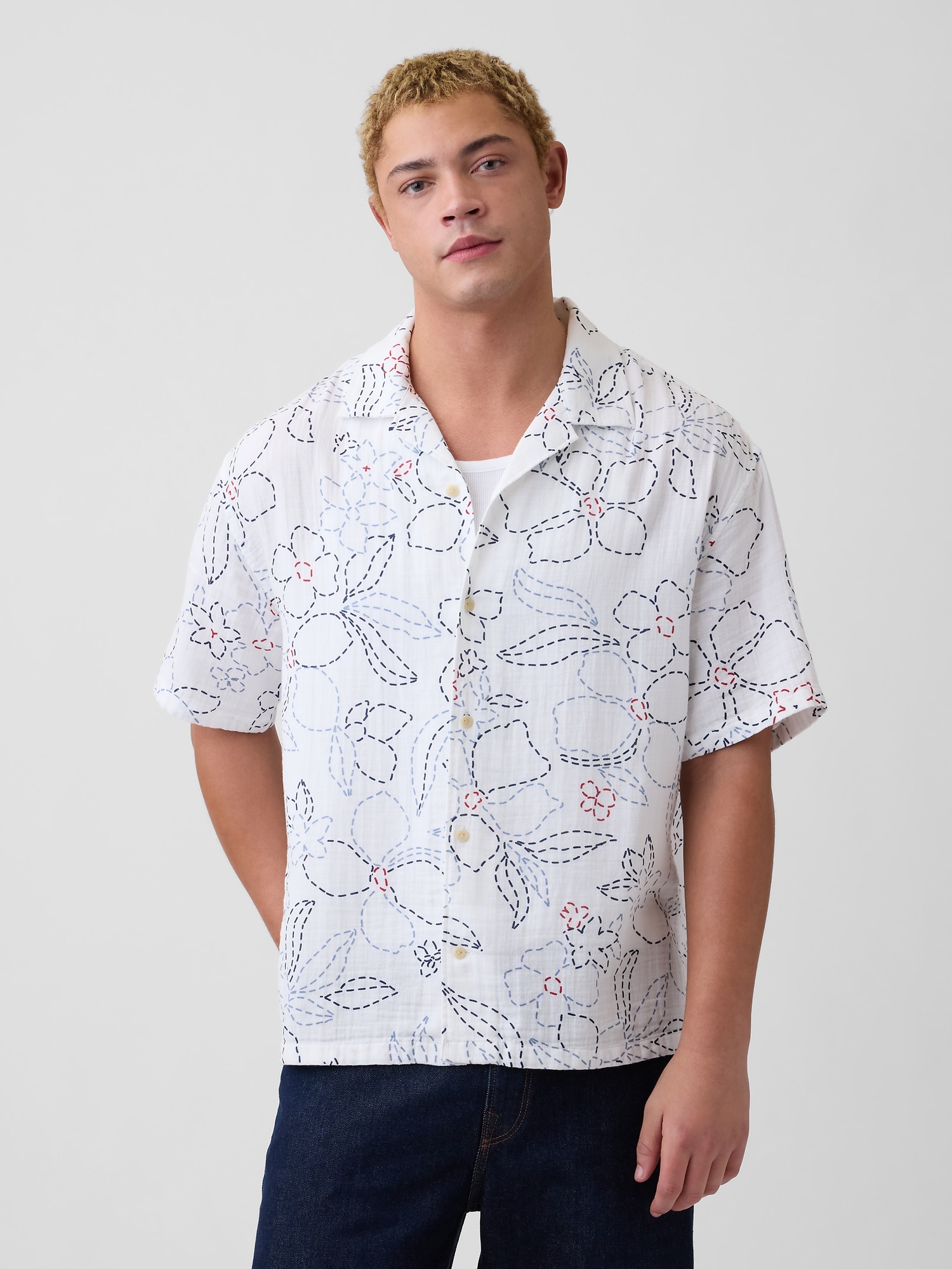 Gauze Vacay Shirt in Boxy Fit