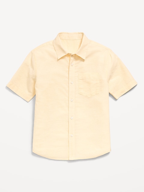 CHEMISE EN MÉLANGE DE LIN À MANCHES COURTES ET À POCHE POUR GARÇON