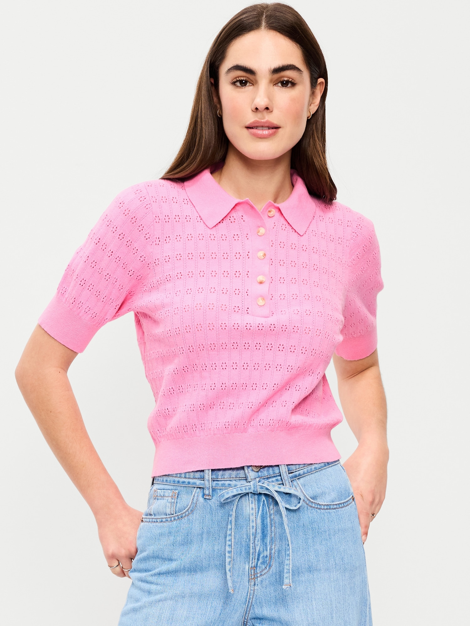 POLO COURT À MANCHES COURTES EN TRICOT POINTELLE SOSOFT LÉGER