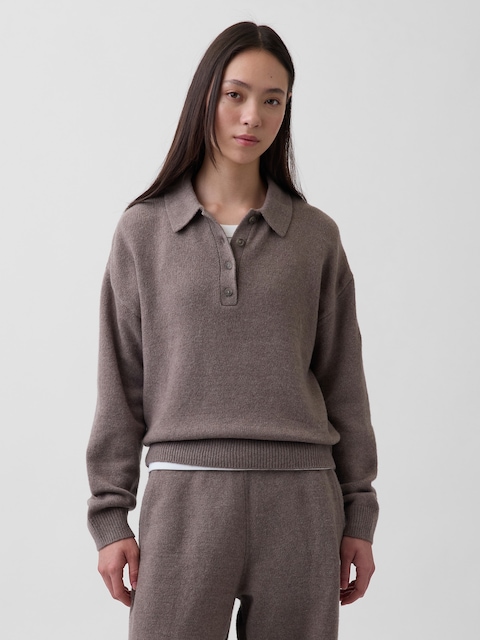 CashSoft Relaxed Polo Sweater