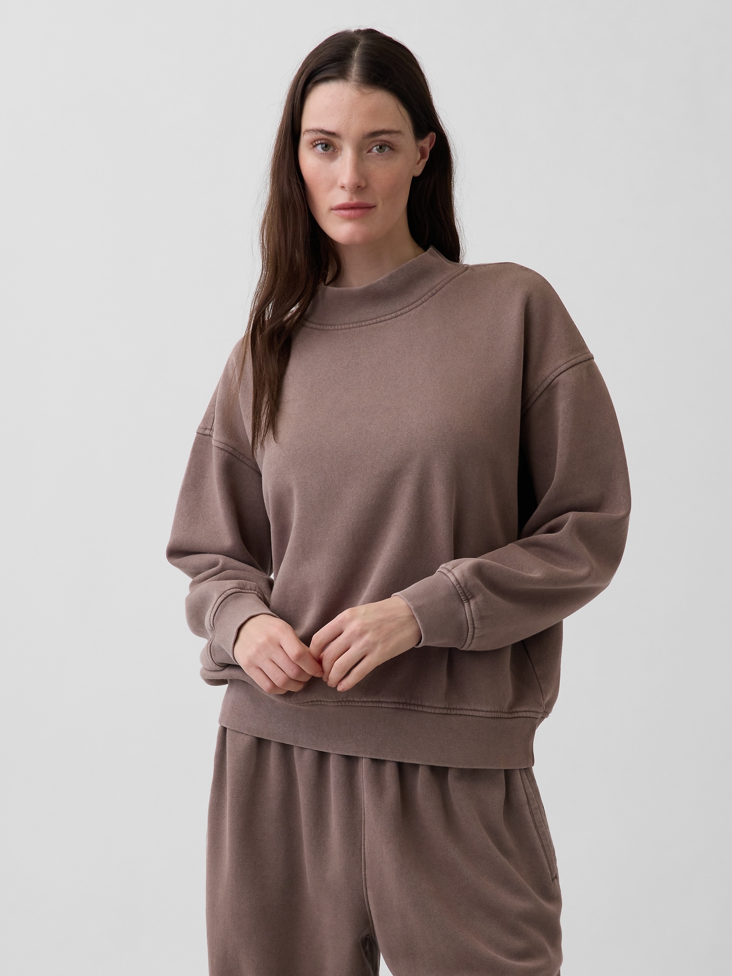 VintageSoft Oversized Mockneck Tunic Sweatshirt