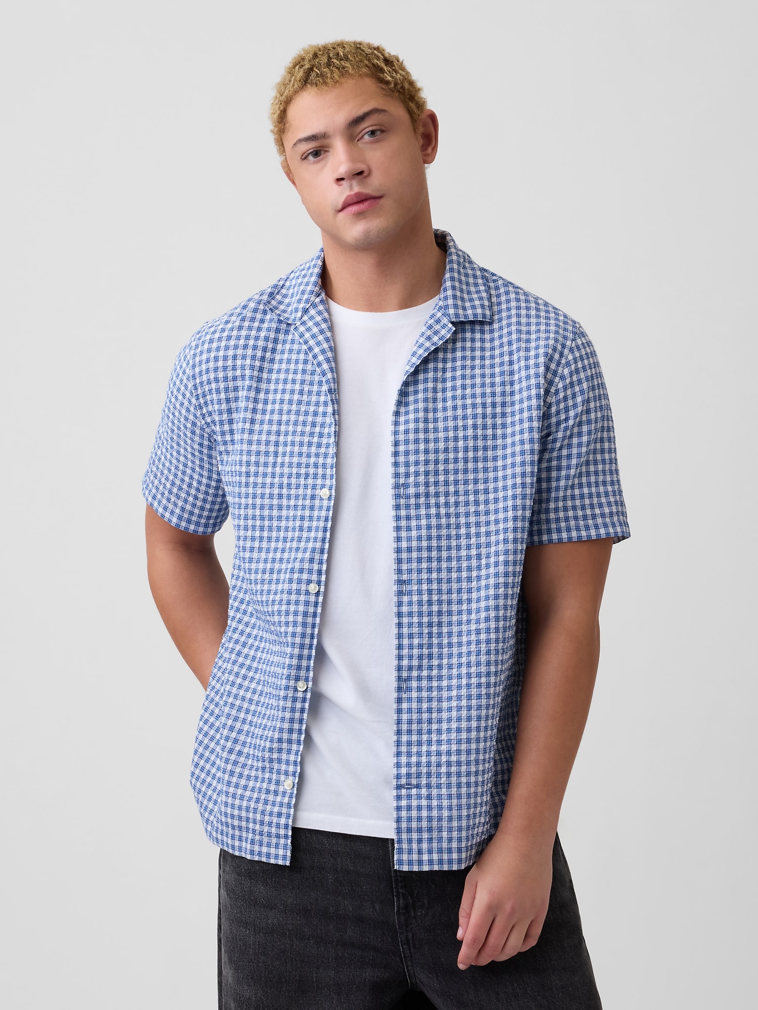 Crinkle-Cotton Vacay Shirt in Standard Fit