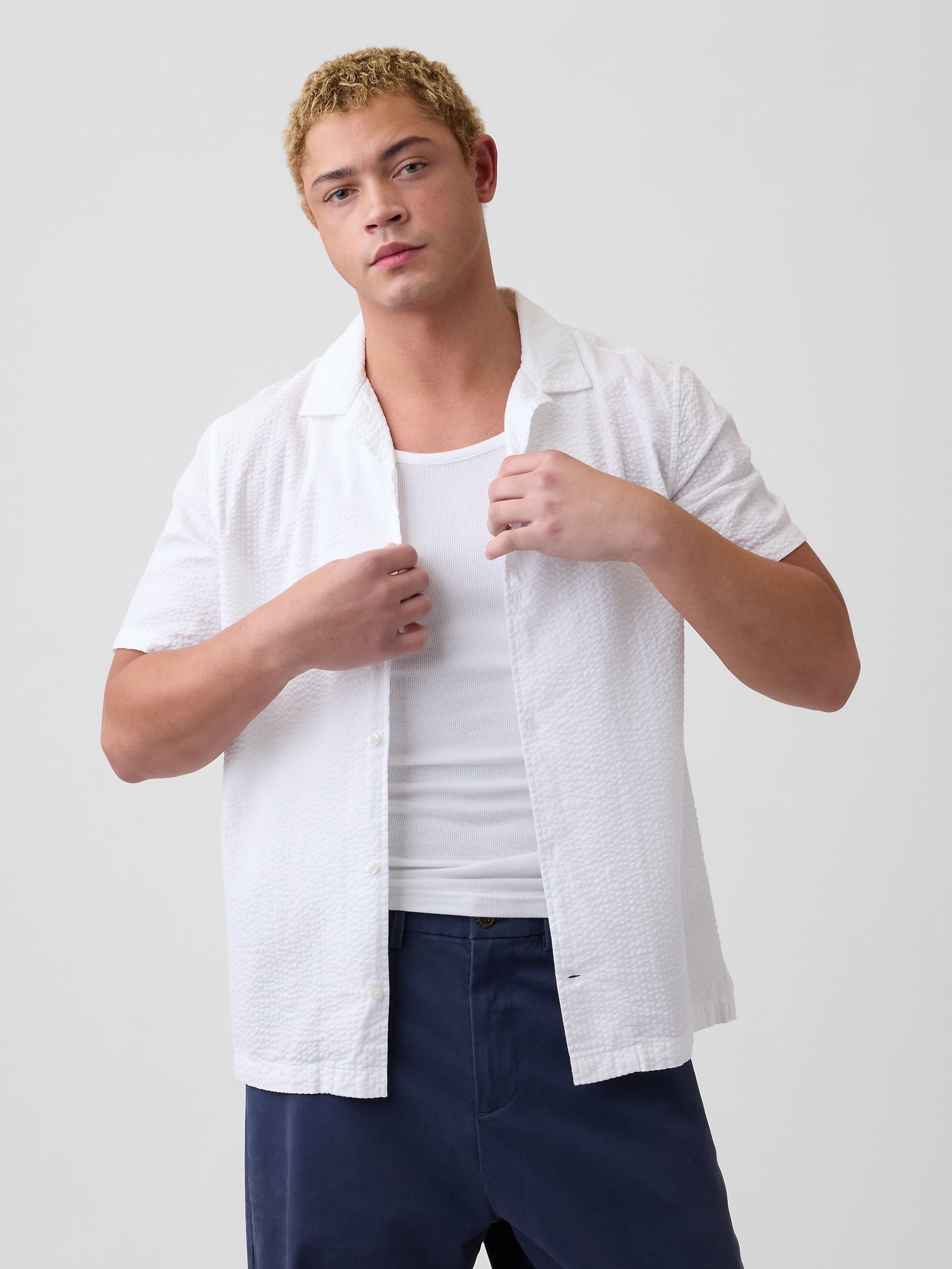 Seersucker Vacay Shirt in Standard Fit