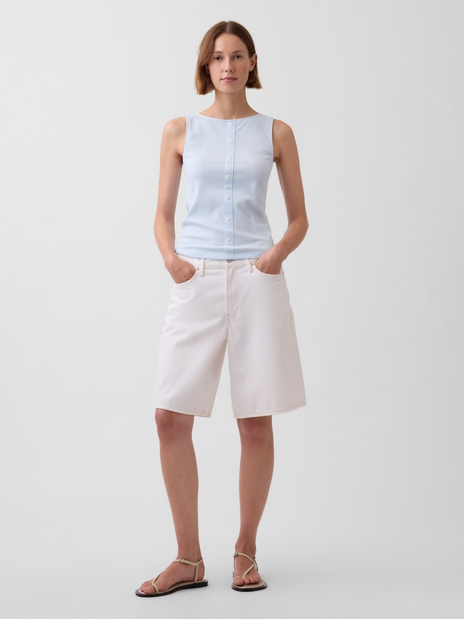 リブ ボタンアップ タンクトップ-1