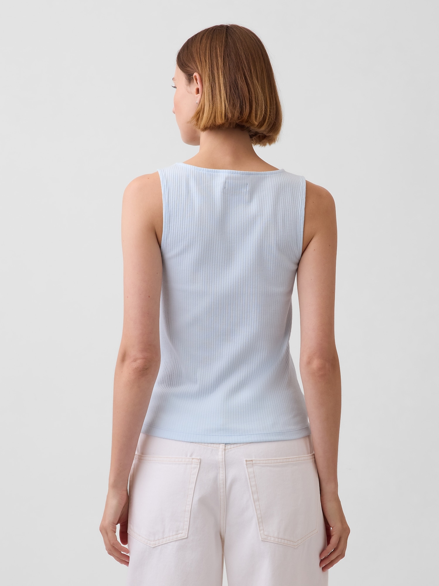 リブ ボタンアップ タンクトップ-2