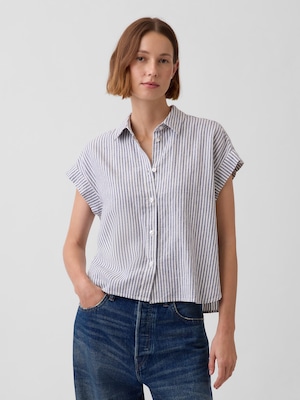 リネンブレンド オーバーサイズシャツ