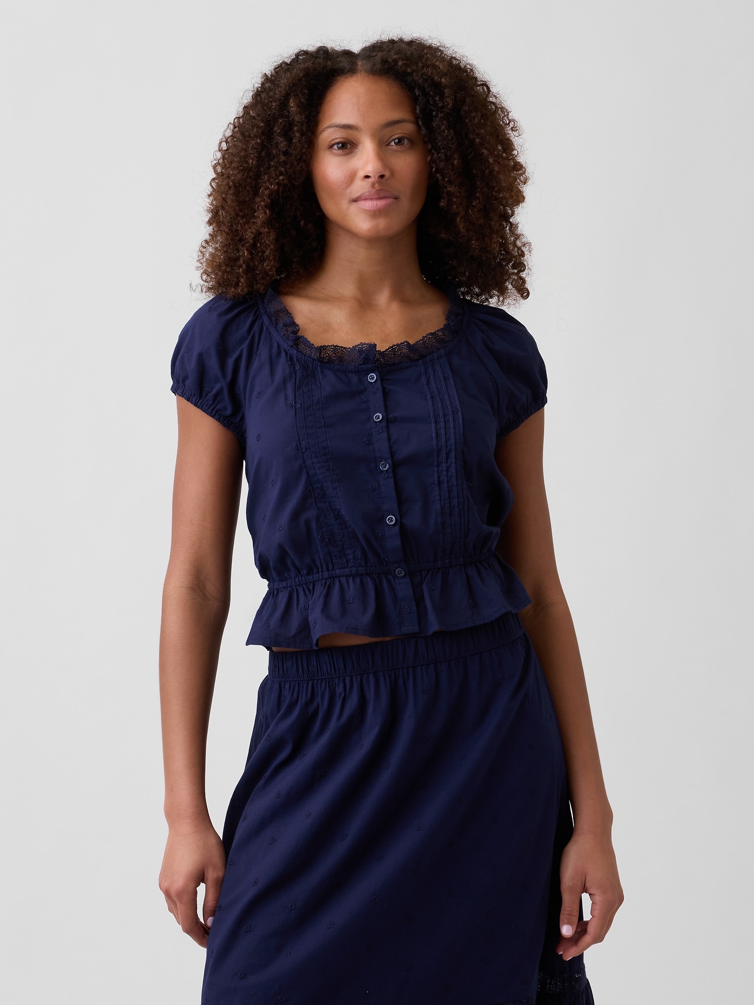 Cap-Sleeve Pintuck Top