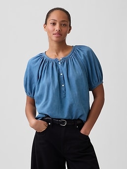 Oversized Puff Sleeve Top | Gap Factory
