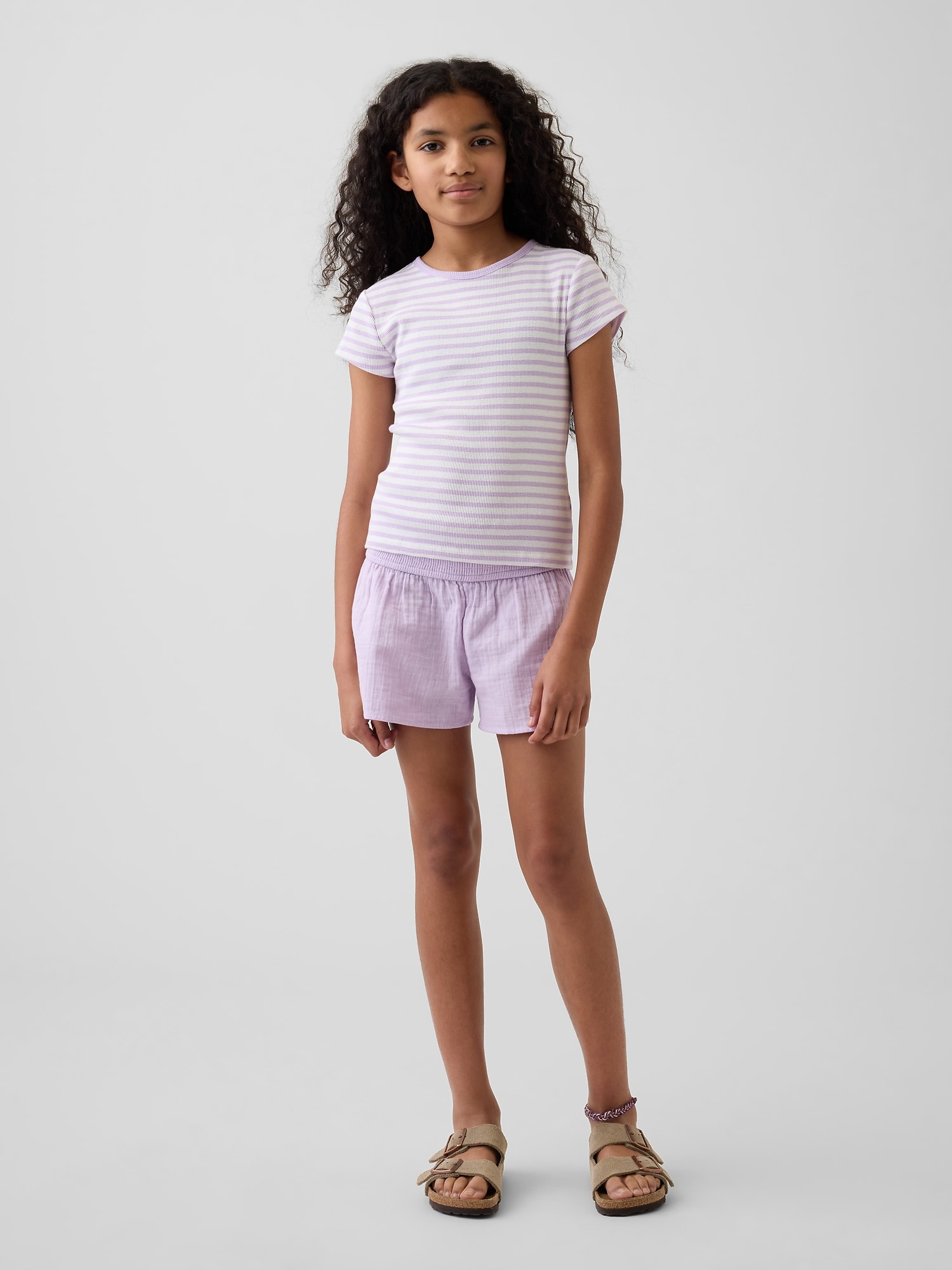 SHORT EN GAZE DE COTON À OURLET PAPILLON POUR ENFANT