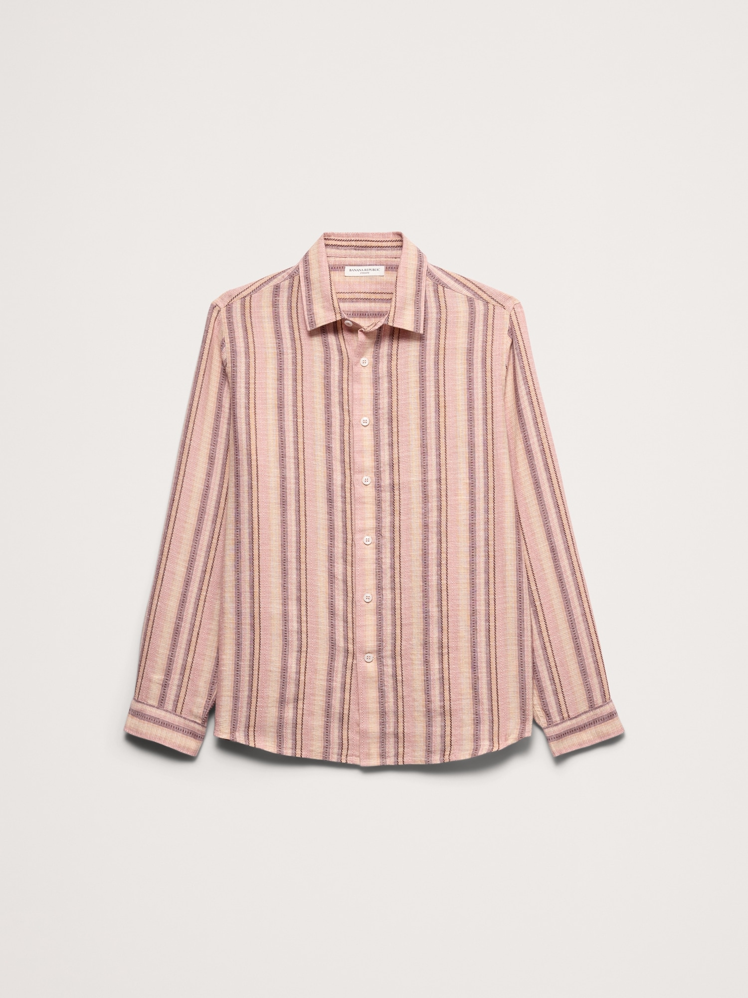 Standard-Fit Textured Linen-Cotton Shirt
