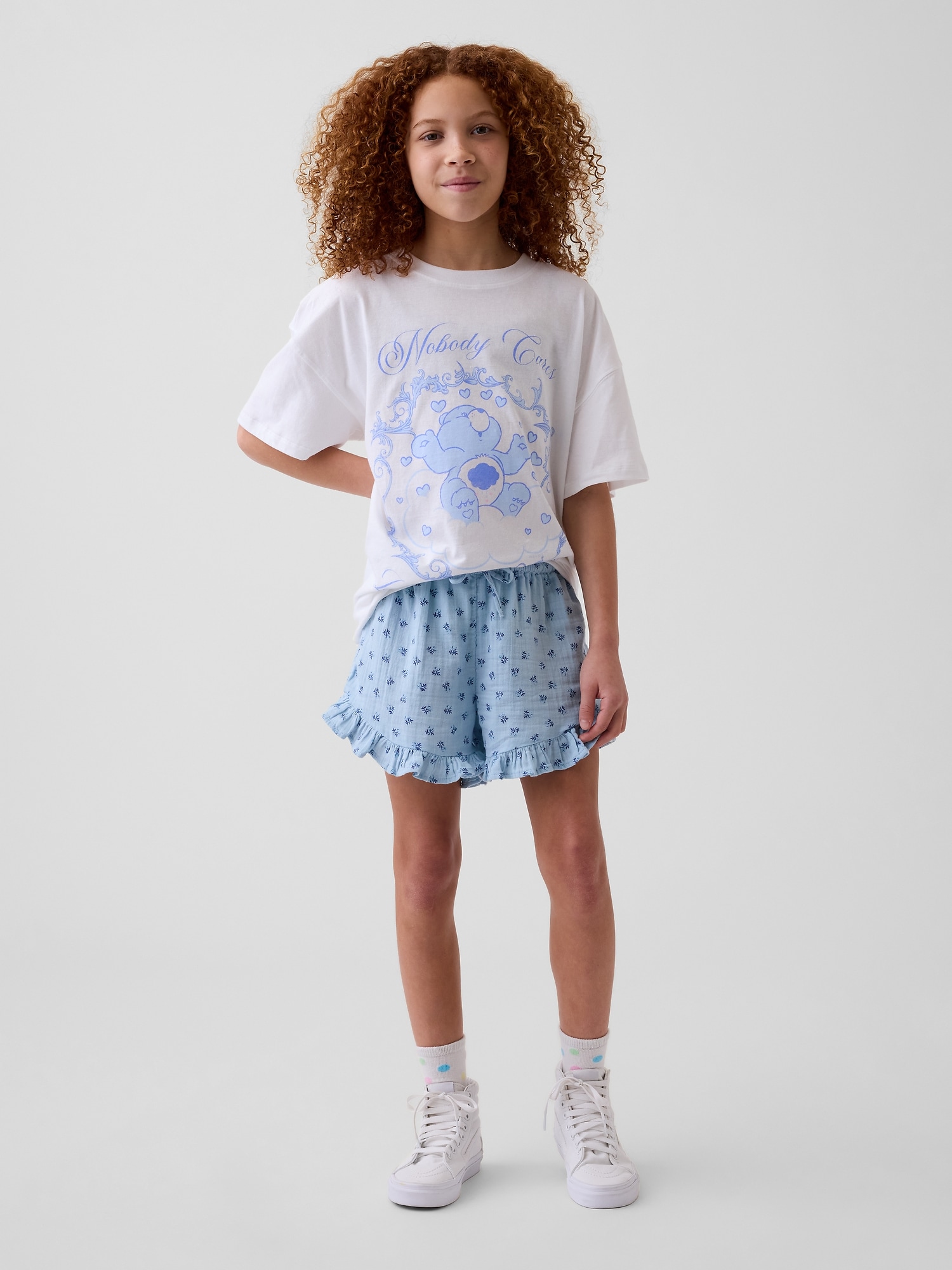 SHORT CONFORT EN GAZE DE COTON À VOLANTS POUR ENFANT