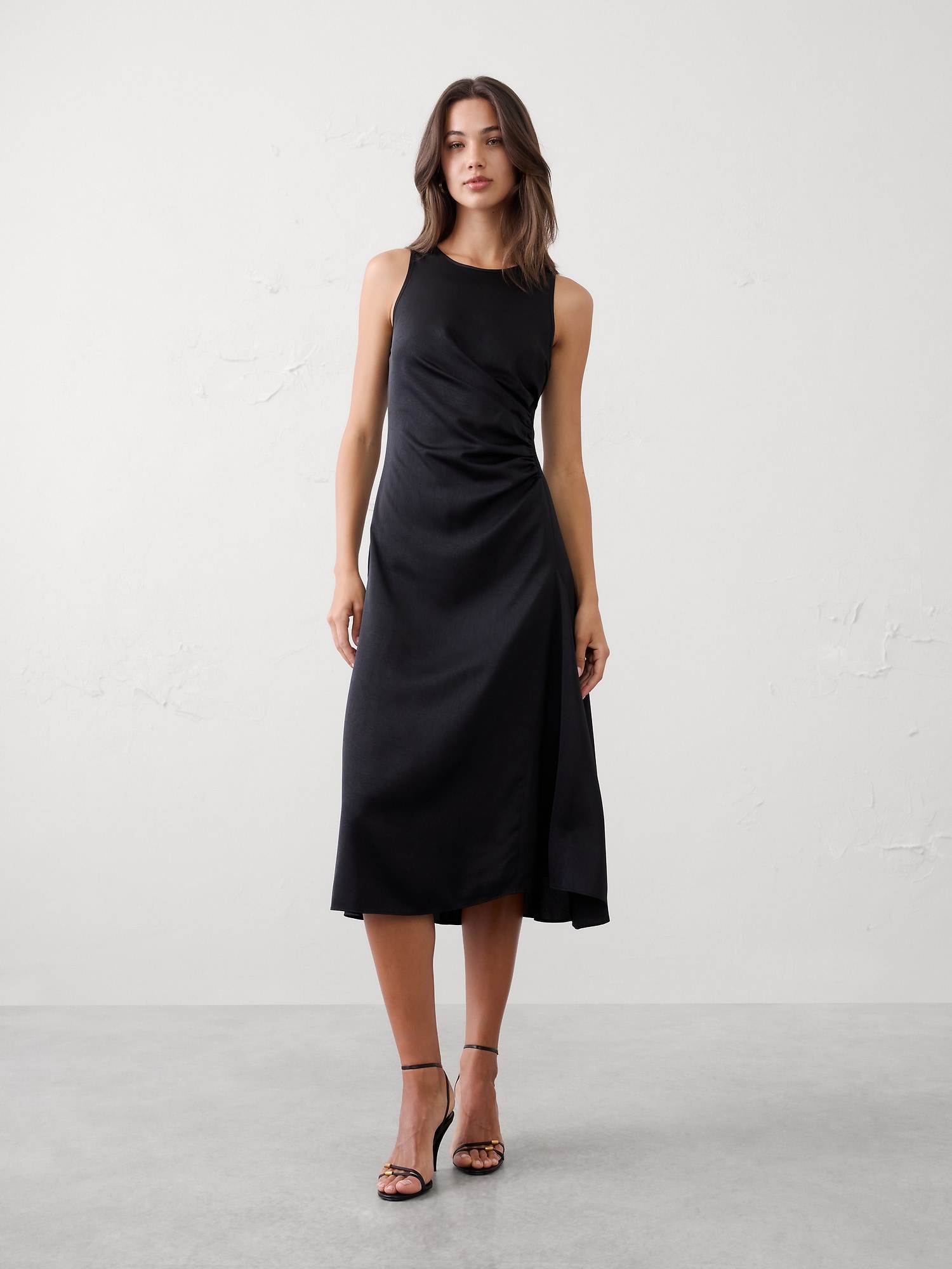 Racer Side-Shirred Midi Dress