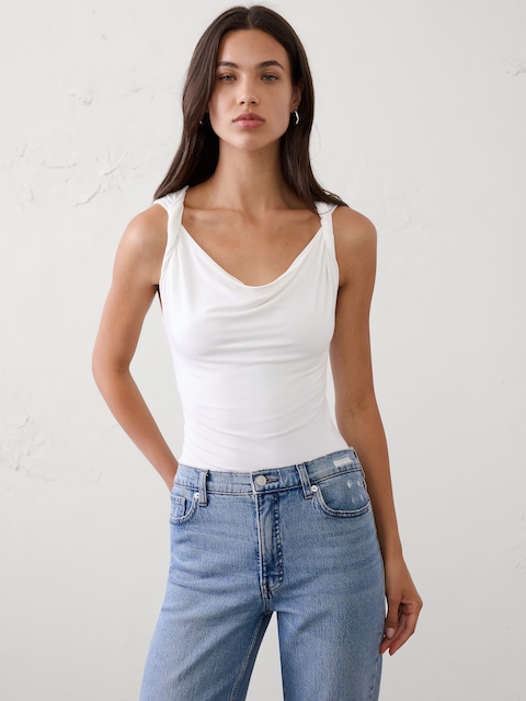 Jersey Twist-Shoulder Top