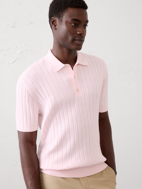 POLO EN TRICOT À CÔTES LARGES