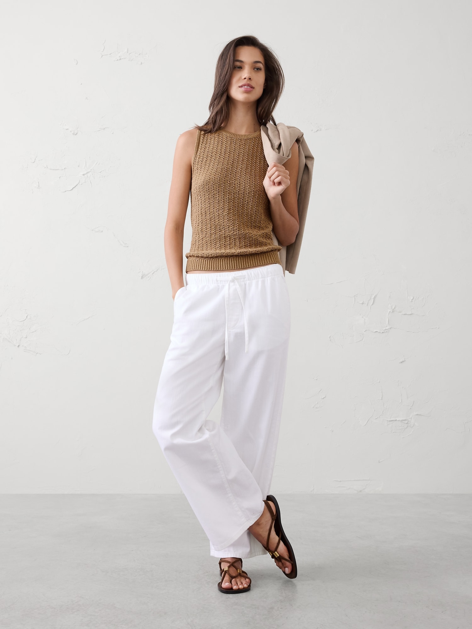 Cotton-Blend Textured Sweater Tank