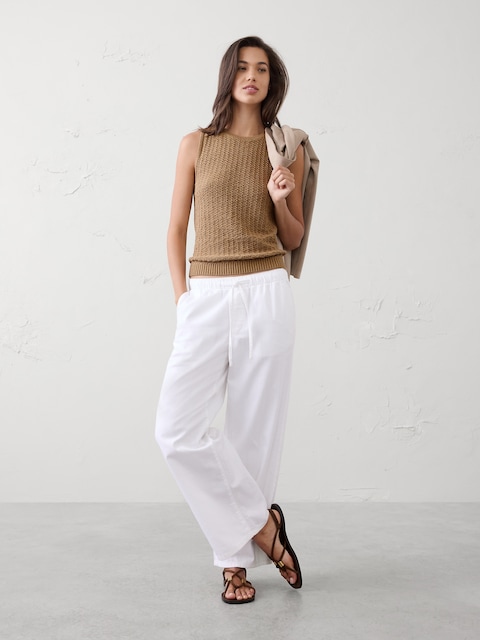 Cotton-Blend Textured Sweater Tank
