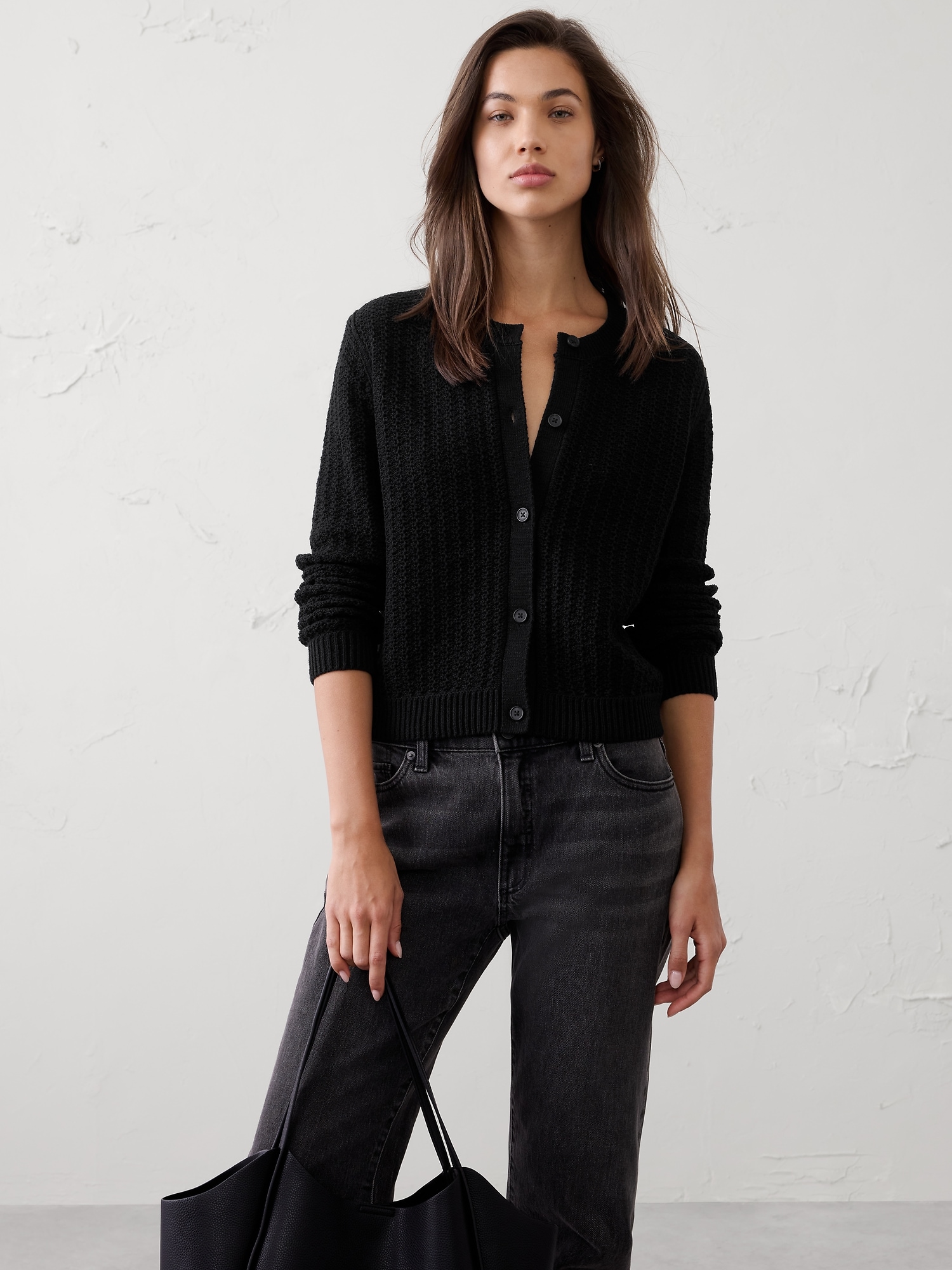 Cotton-Blend Textured Cardigan