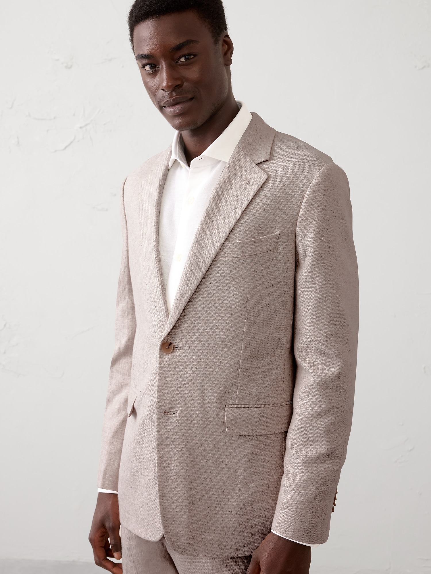Linen-Blend Suit Jacket