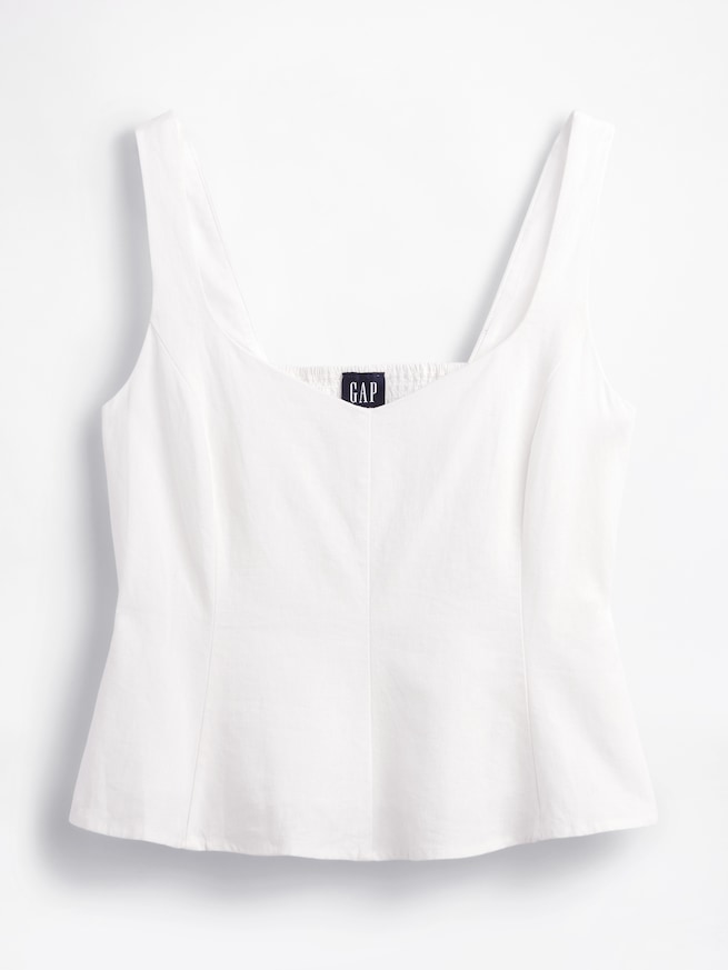 リネンブレンド ペプラムトップス-4