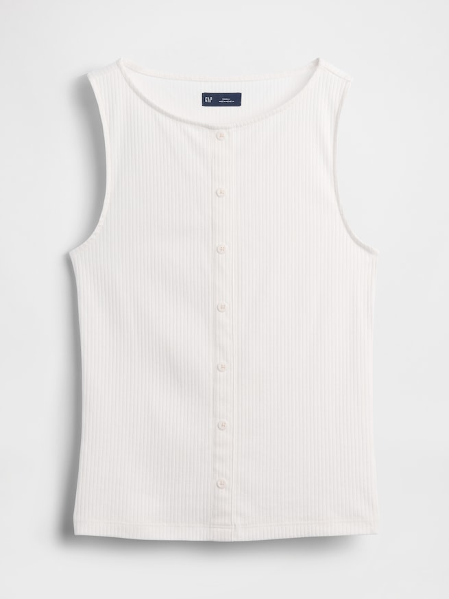リブ ボタンアップ タンクトップ-4
