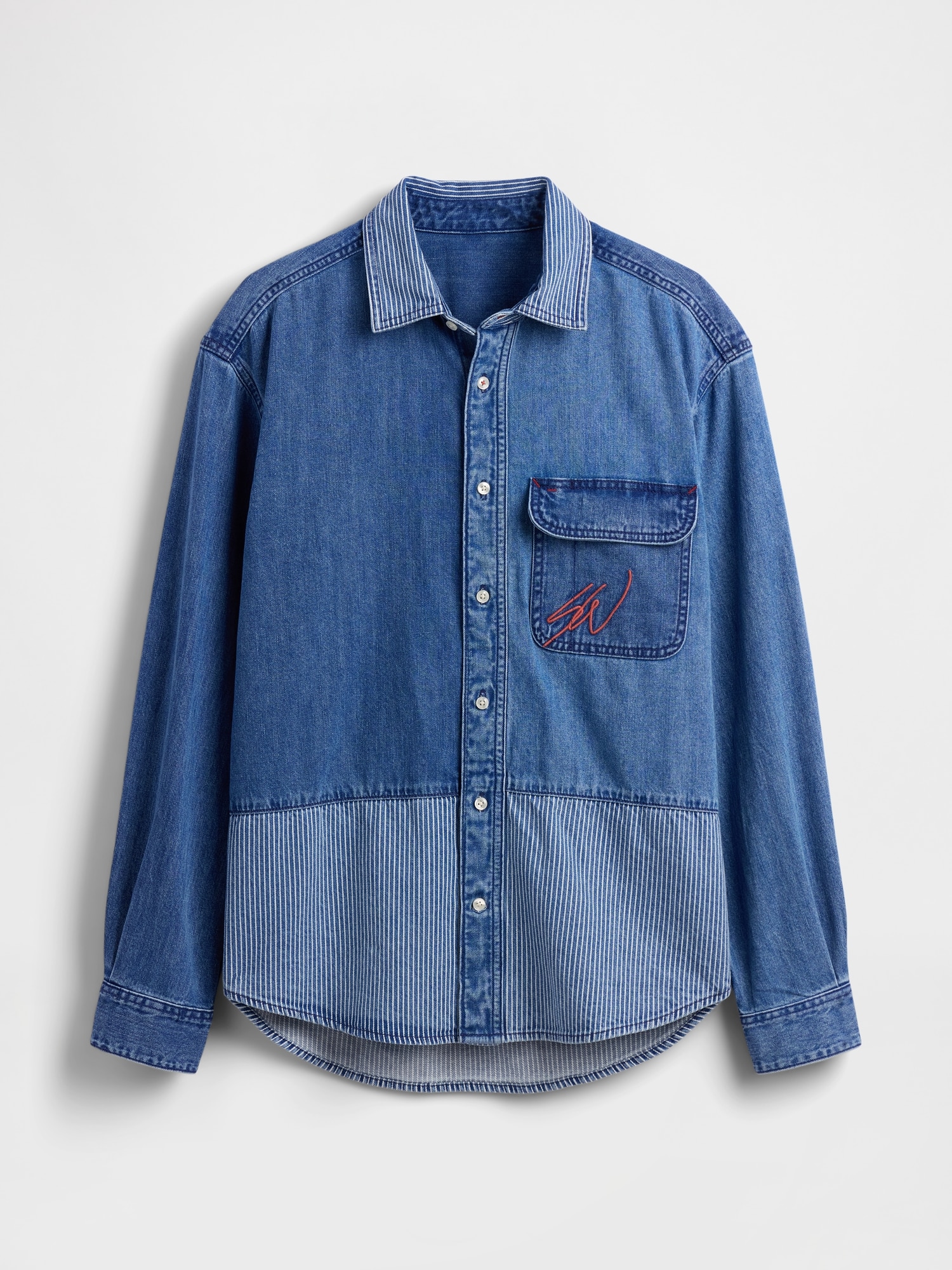 ☘R559☘GAP ポケット ロングデニムシャツ  L Gap公式オンラインストア | リラックスフィット GAPロゴ ポケット
