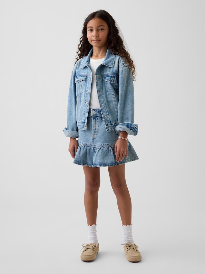 デニム ラッフルフリルスカート (キッズ)-0