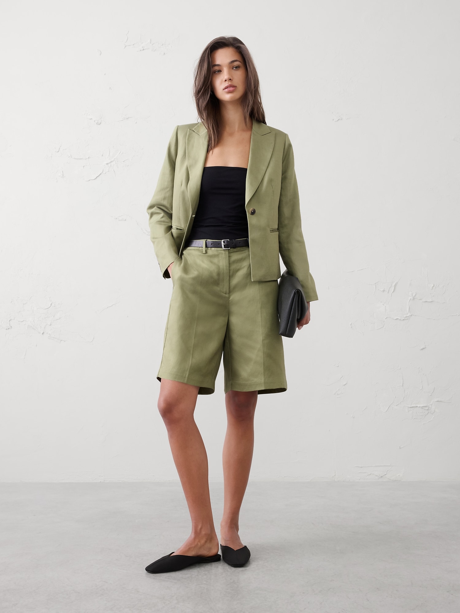 Linen-Tencel Fitted Blazer