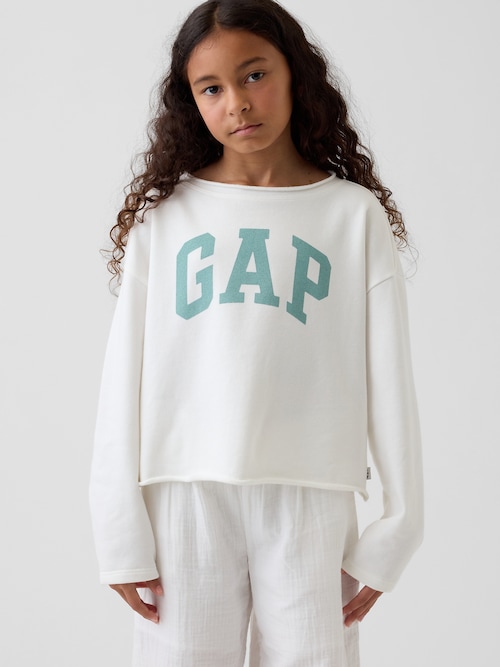 フレンチテリー ワイドネック GAPロゴ スウェットシャツ (キッズ)