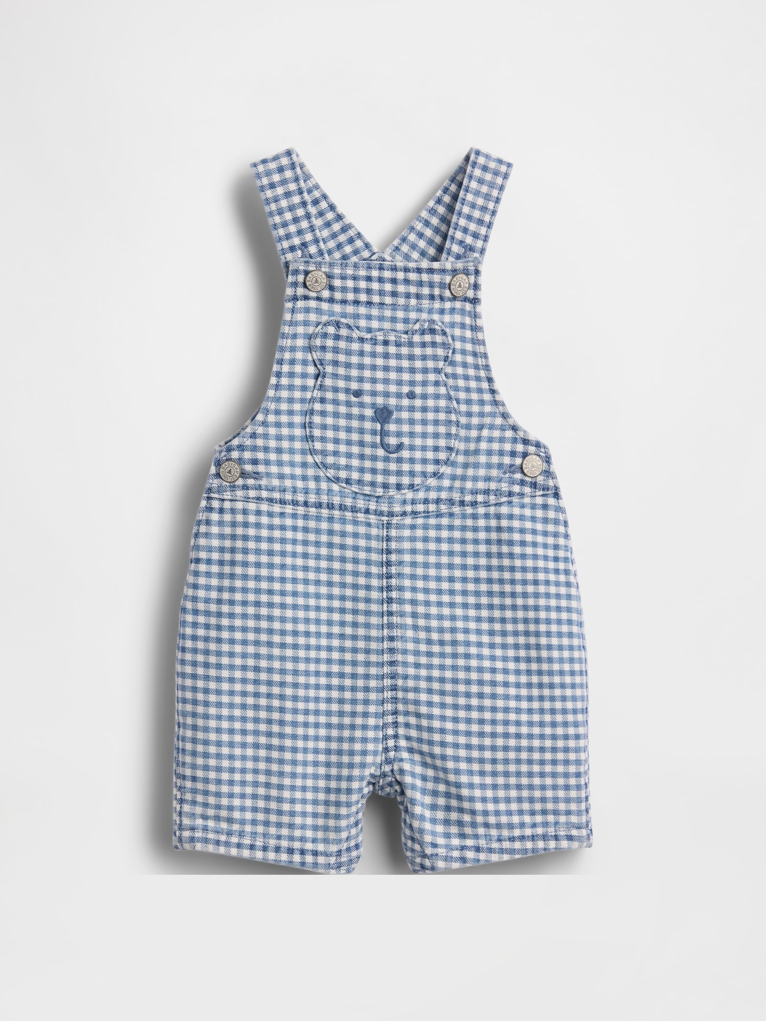 Baby Gingham Denim Bear Pocket Shortalls