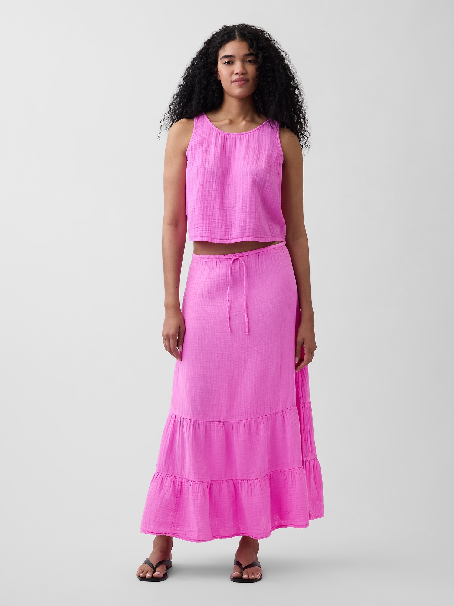 コットンガーゼ レーサー シェルタンクトップ-1