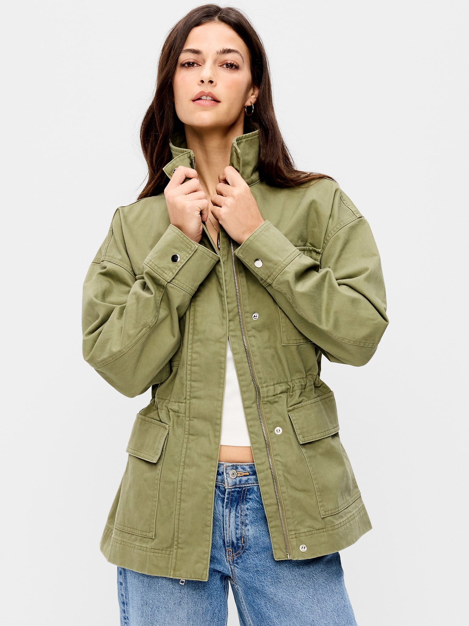 VESTE UTILITAIRE À TAILLE CINTRÉE