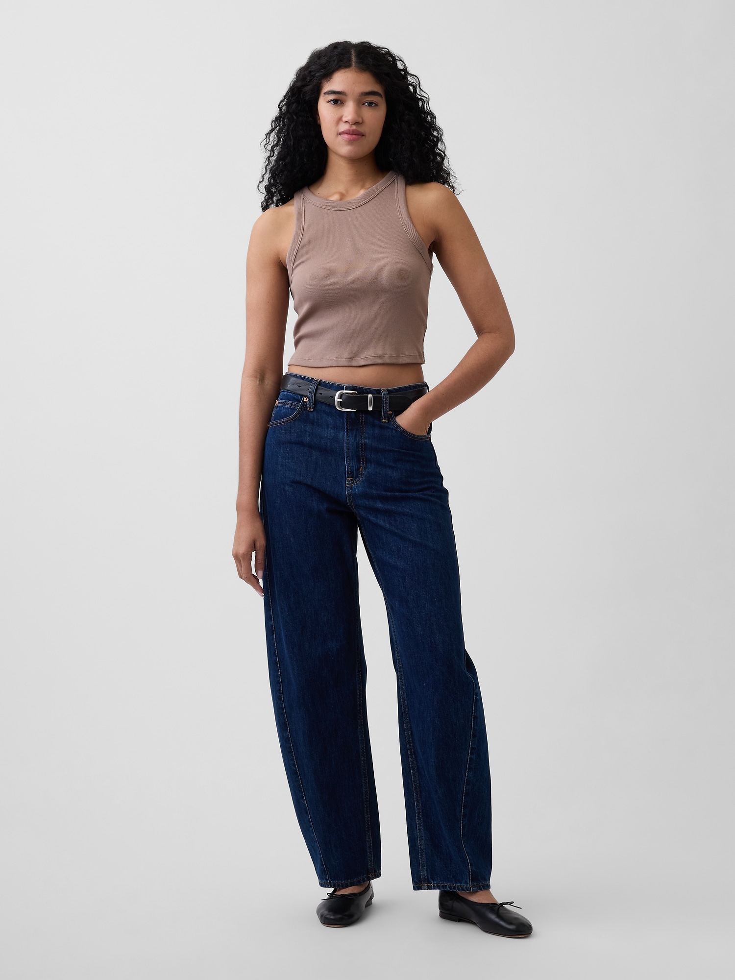 リブ クリップド タンクトップ-1