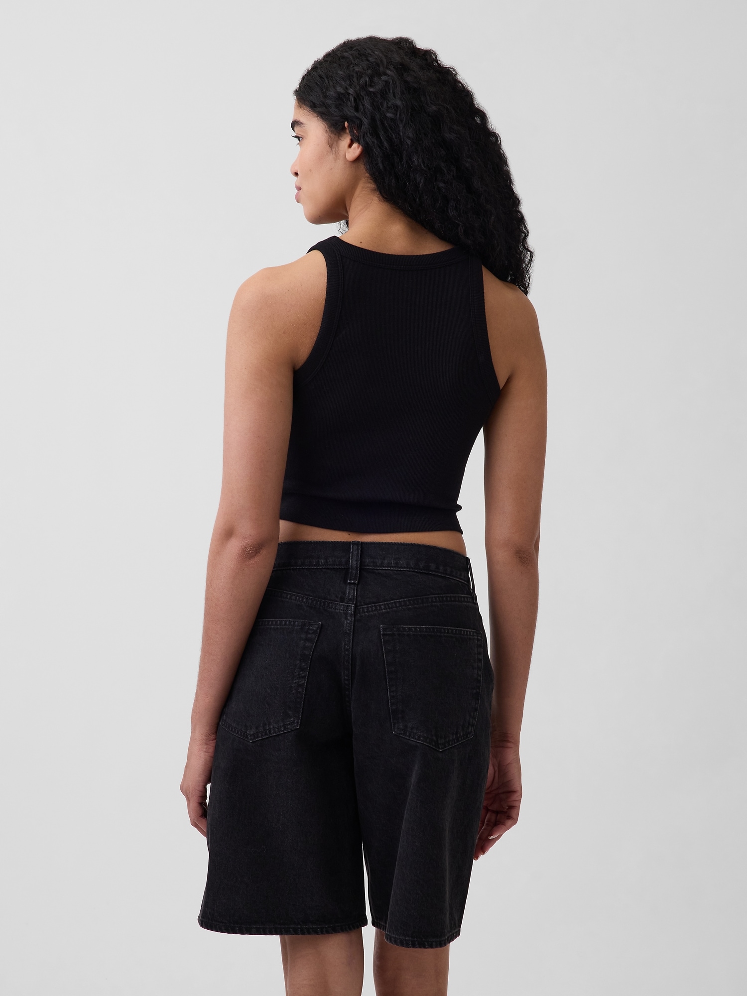 リブ GAPロゴ クロップド タンクトップ-2