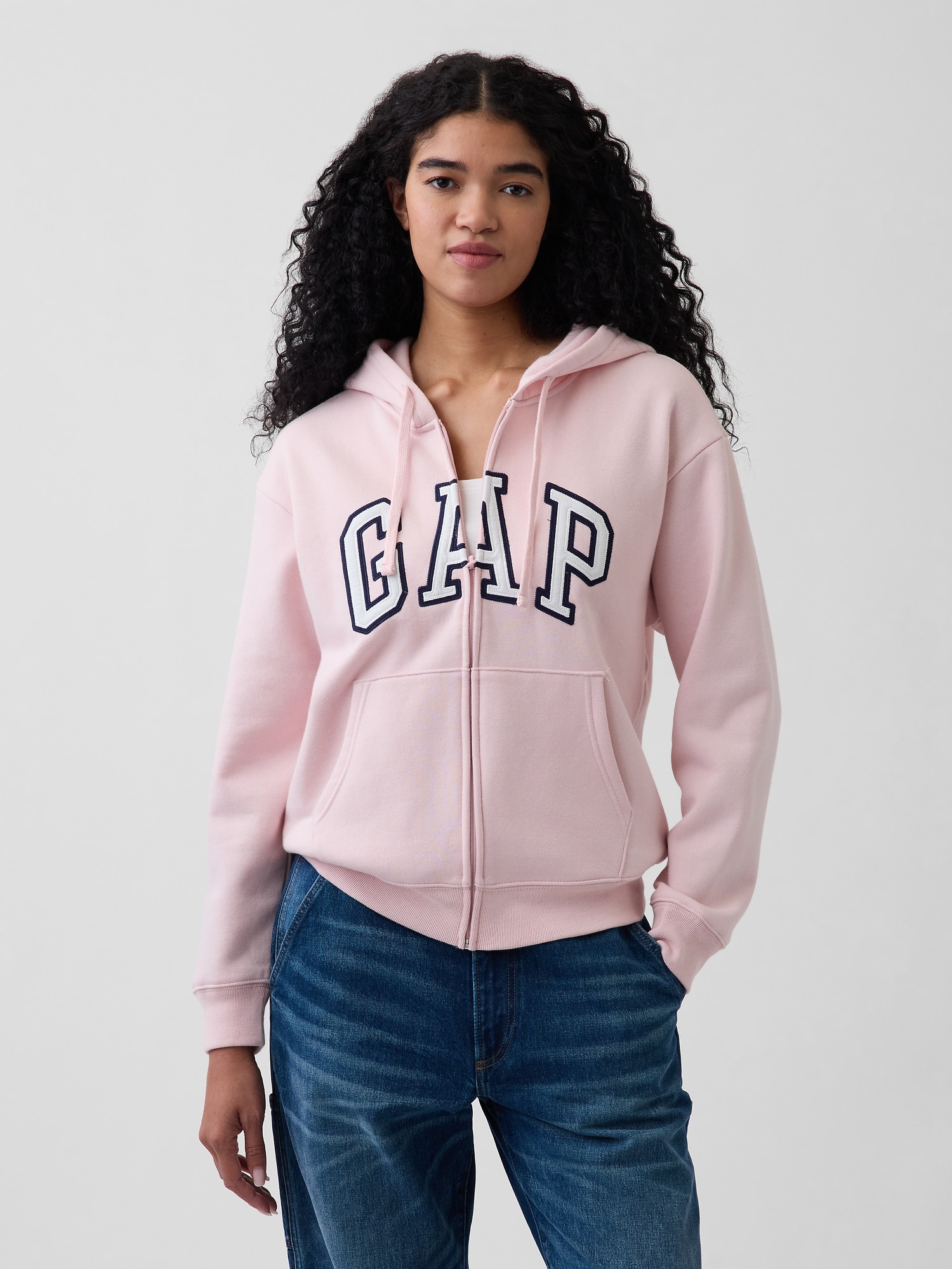 リラックスフィット GAPロゴ ジップアップパーカー-0