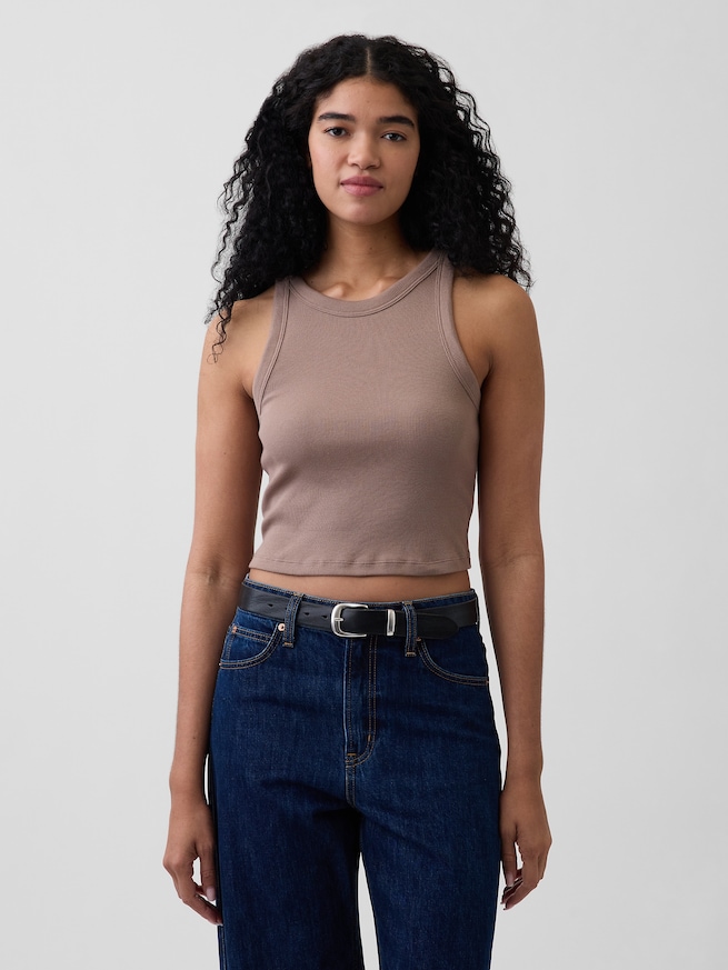 リブ クリップド タンクトップ-0