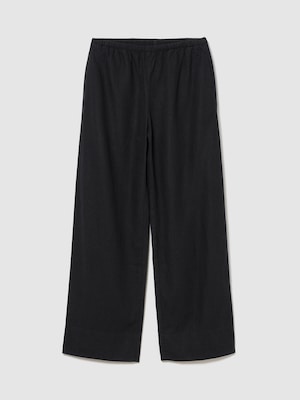 リネンブレンド イージーウエスト ワイドパンツ